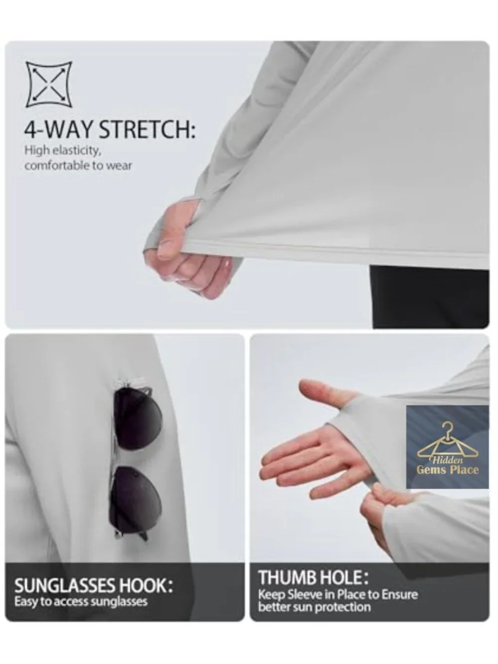 Men's UPF 50+ Long Sleeve Rash Guard Hoodie Sun Protection Shirt
